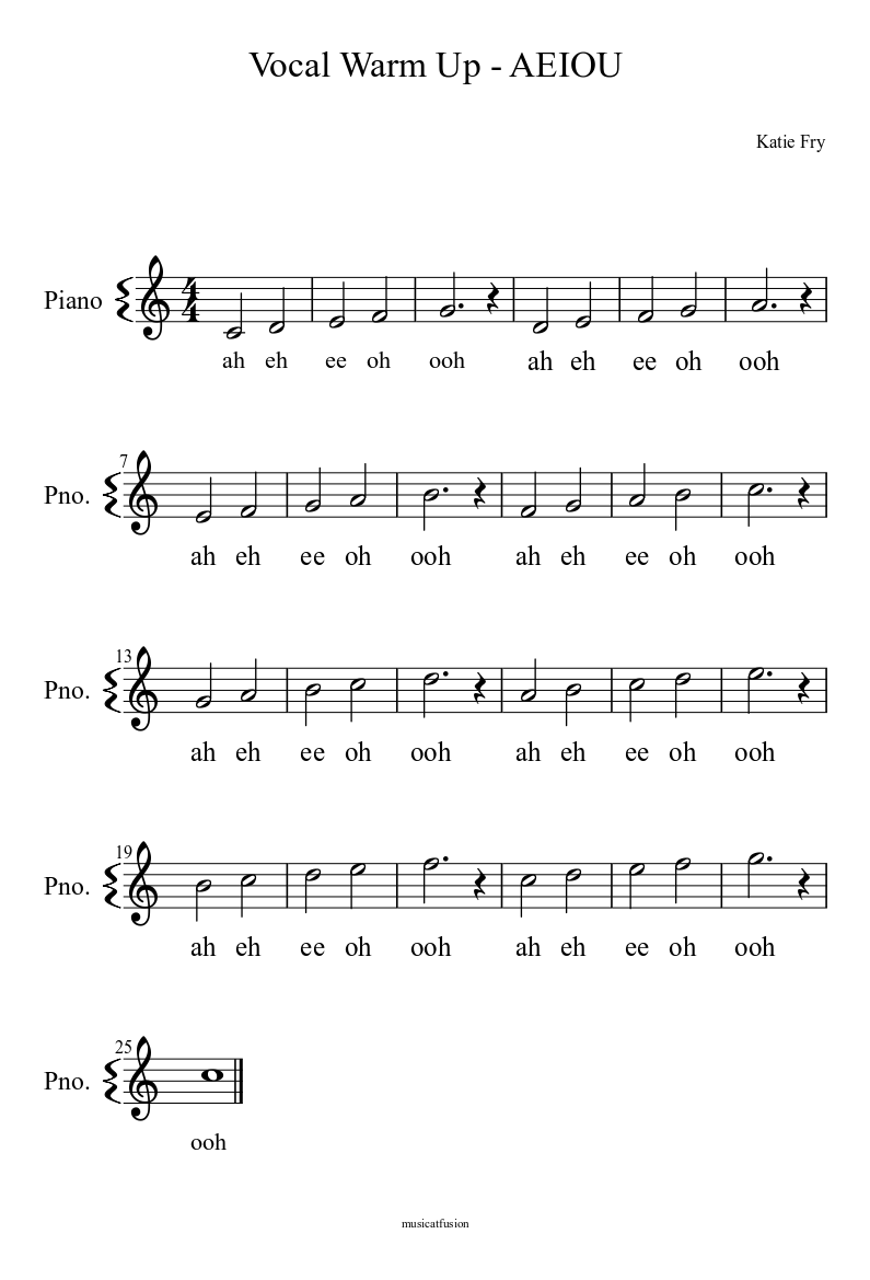 Vocal Warm Up - AEIOU - piano sheet music page 1