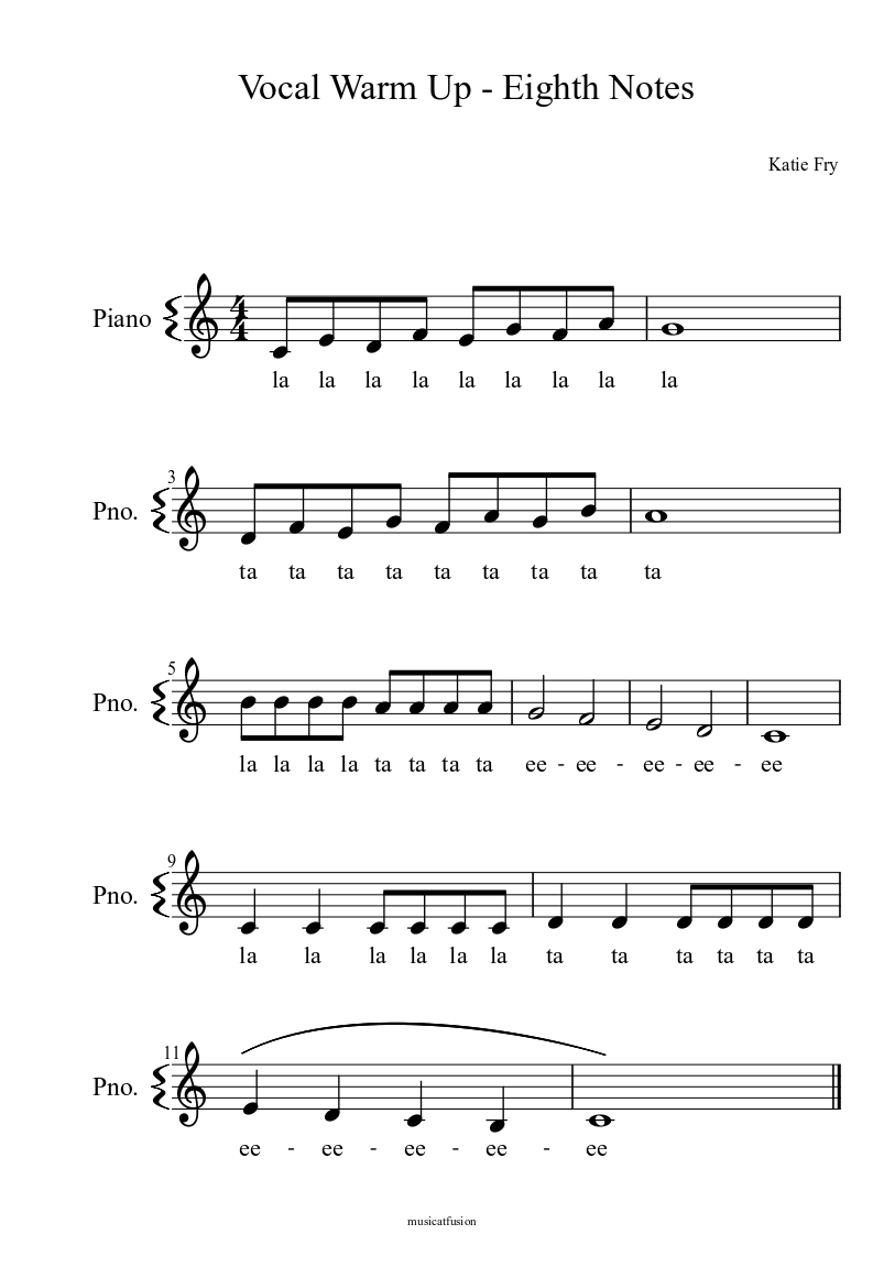 Vocal Warm Up - Eighth Notes - piano sheet music page 1
