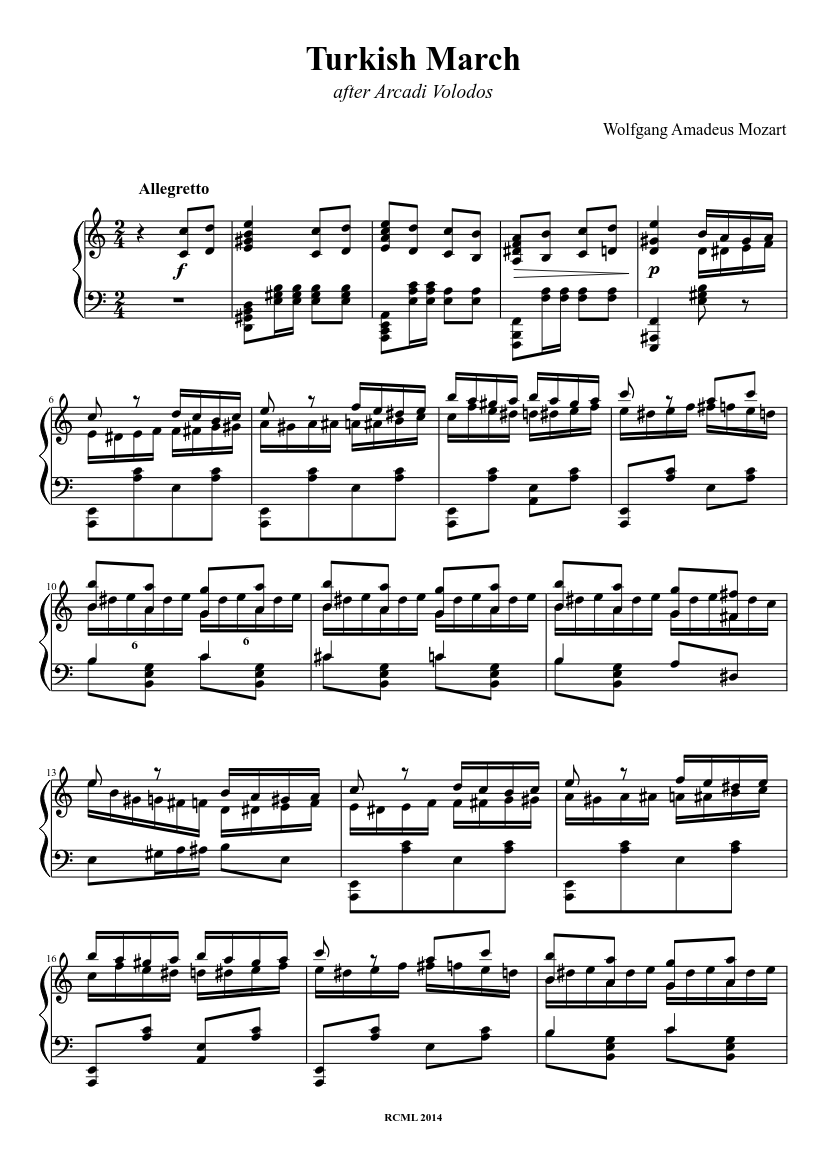 Volodos Turkish March - piano sheet music page 1