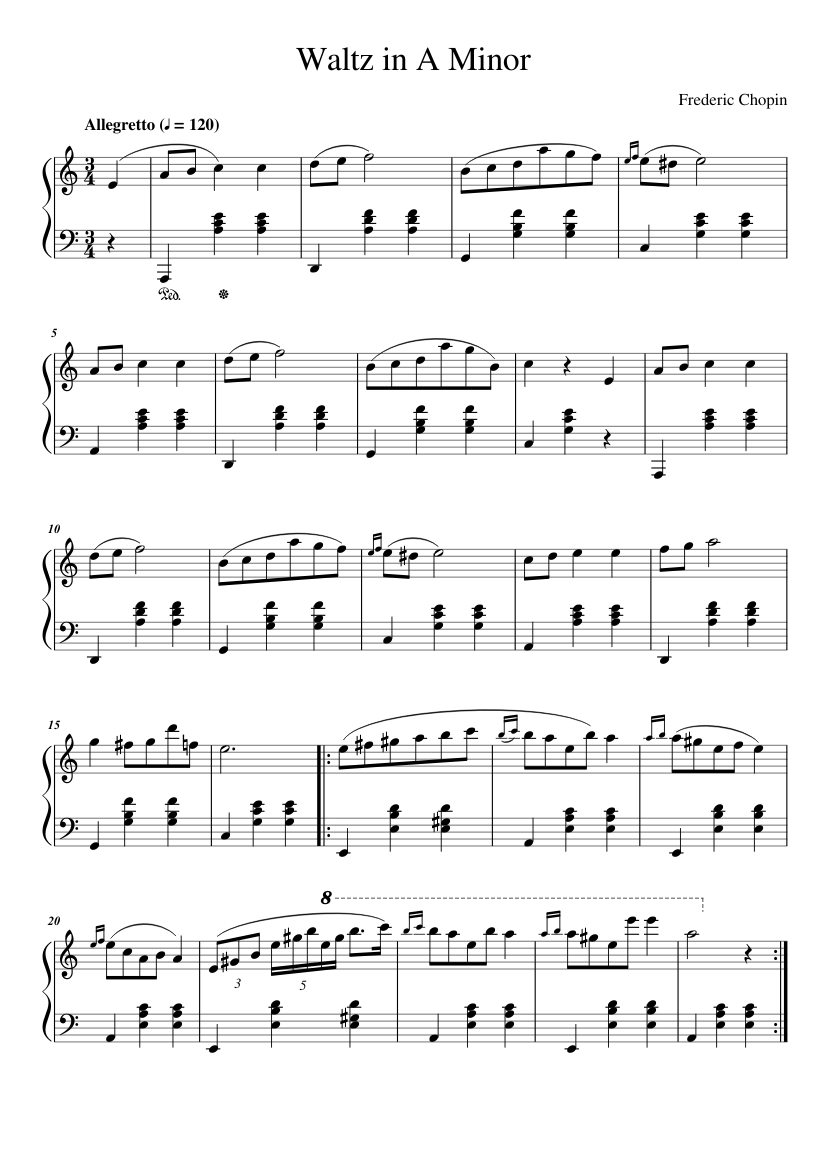 Waltz in A Minor - piano sheet music page 1