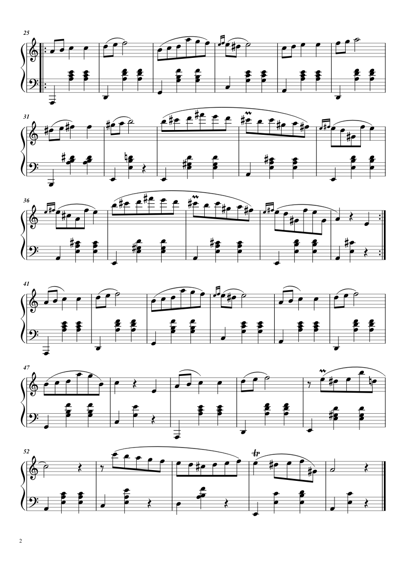 Waltz in A Minor - piano sheet music page 2