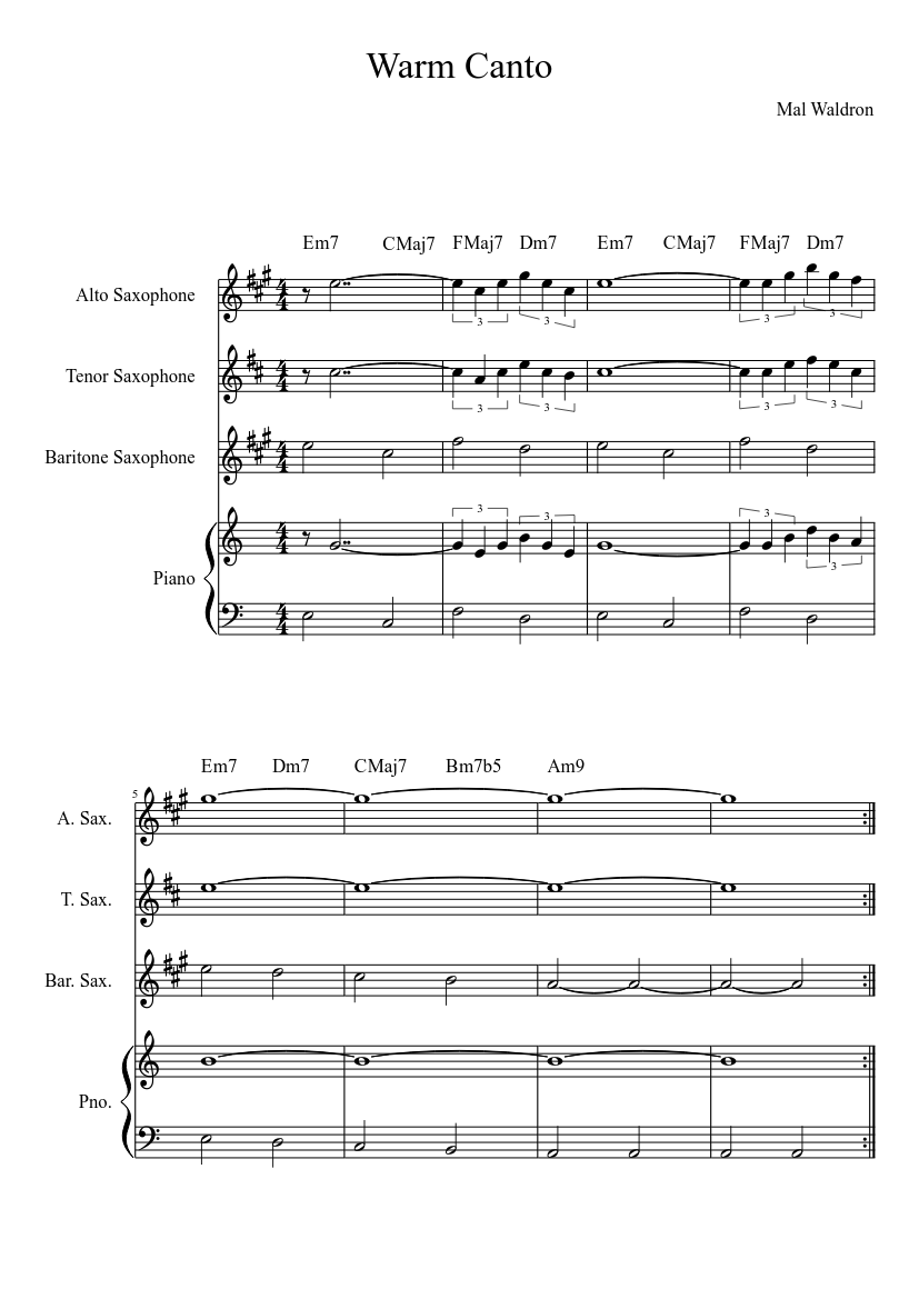 Warm Canto - piano sheet music page 1