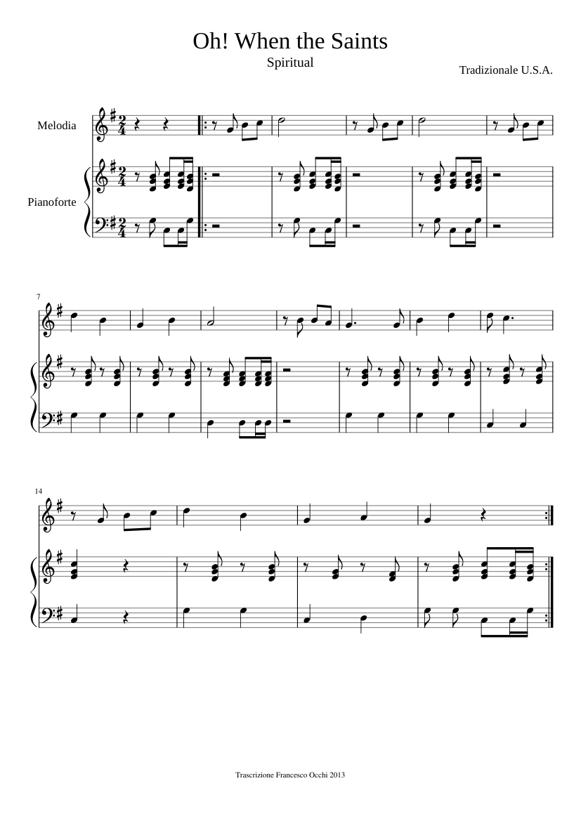 When the saints - piano sheet music page 1