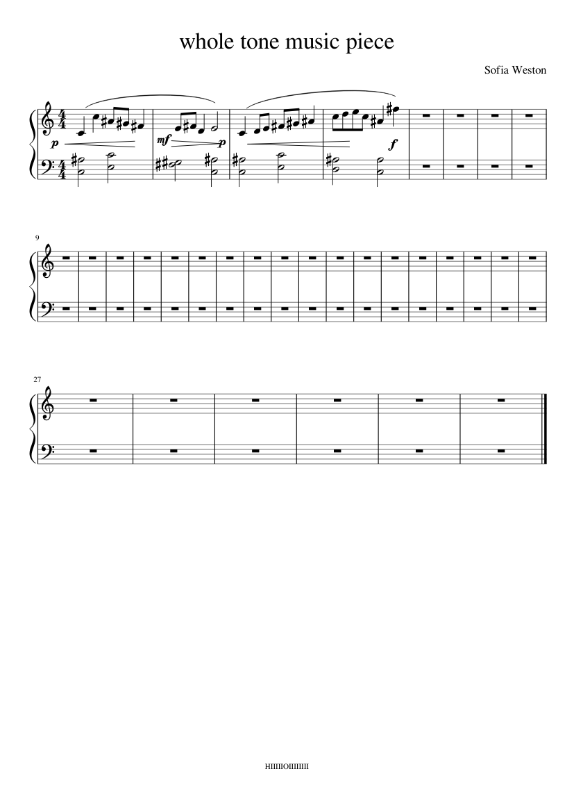 whole tone music piece - piano sheet music page 1