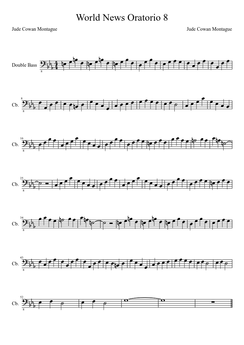 World News Oratorio 8 Just Bass for Mark - piano sheet music page 1
