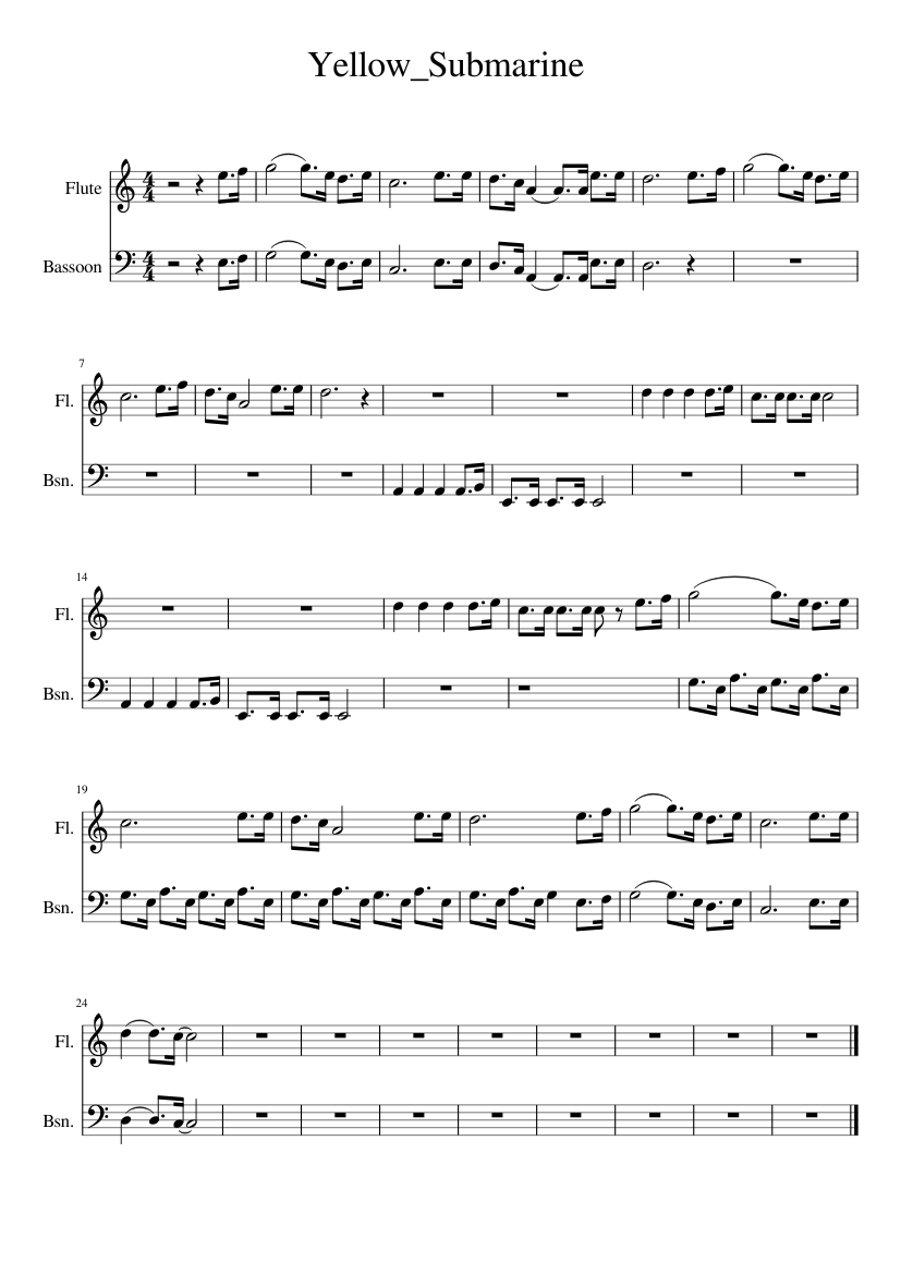 Yellow Submarine - piano sheet music page 1
